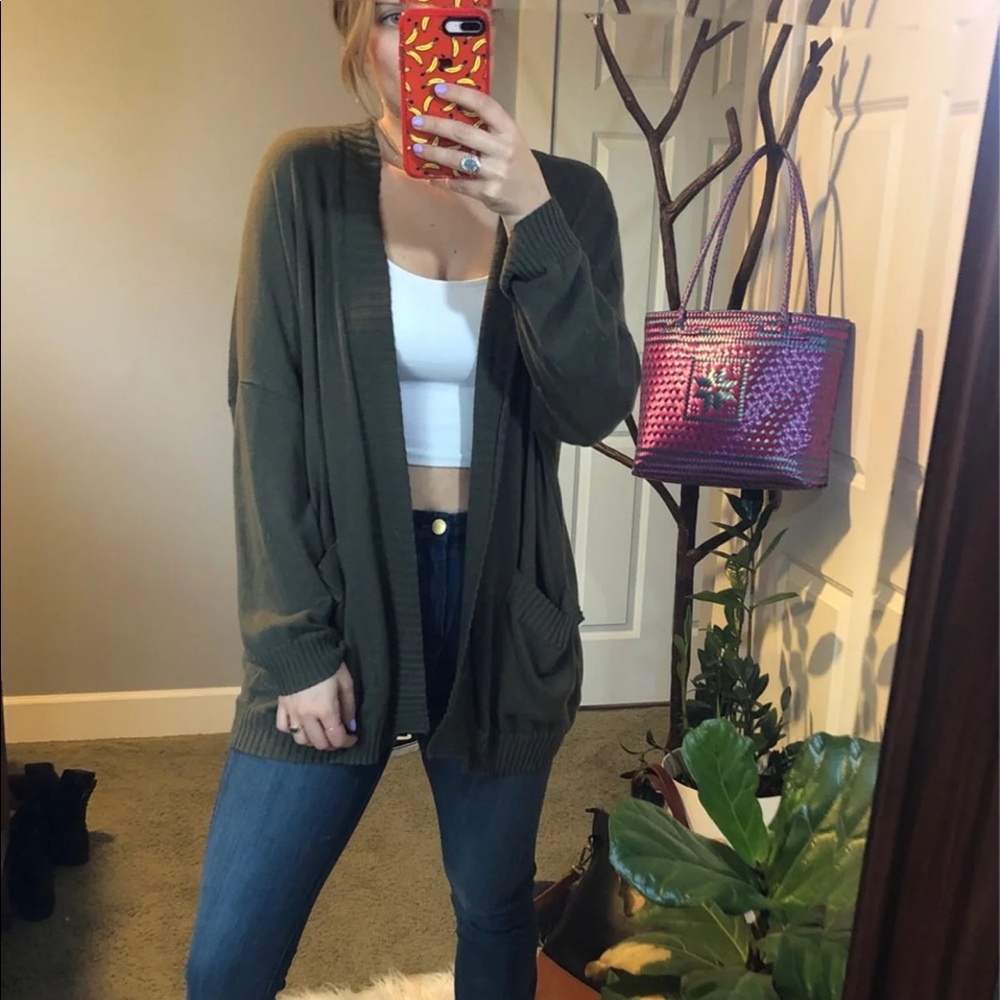 Green cardigan
